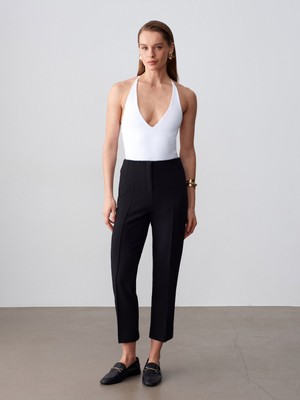 Dilvin 72679 Yırtmaçlı Slim Pantolon-Siyah