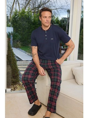 Relax Mode Erkek Laci Patlı Kısa Kol Alt Uzun Pijama Takımı - 6310-6R
