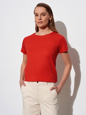 Dilvin 32852 Basic T-Shirt-Kırmızı