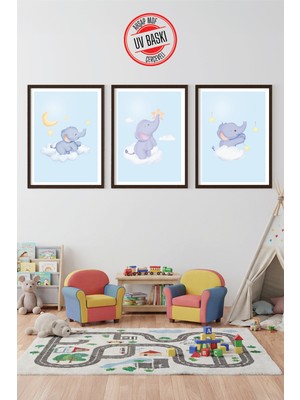 Giftcrea Uv Baskılı Çocuk Odası 3'lü Ahşap Mdf Tablo Seti - V24