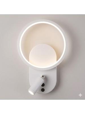 SeckinStore Dekoratif Yatak Başı Okuma Lambası 6+3 Watt Gün Işığı 4000K Çift Kademeli Beyaz/siyah Kasa Ycl