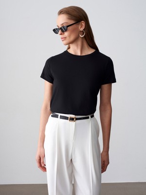 Dilvin 32852 Basic T-Shirt-Siyah