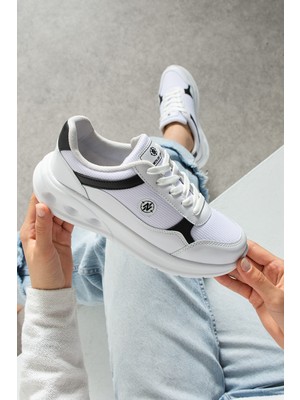 EN7 Beyaz Siyah Kadın Erkek Unisex Sneaker Kalın Taban Konforlu Günlük Spor Ayakkabı 511