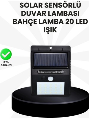 Hsc Bilişim Su Geçirmez IP65 20 LED Solar Sensörlü Bahçe ve Veranda Aydınlatma