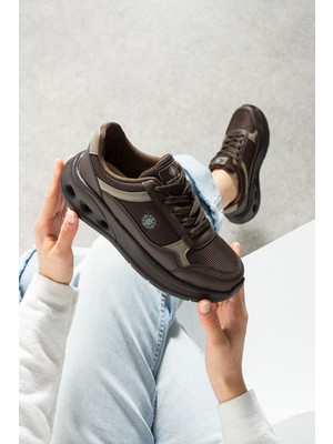 EN7 Kahverengi Kadın Erkek Unisex Sneaker Kalın Taban Konforlu Günlük Spor Ayakkabı 511