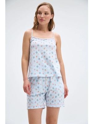 Relax Mode Kadın Mavi Şortlu Pijama Takım - 2061R