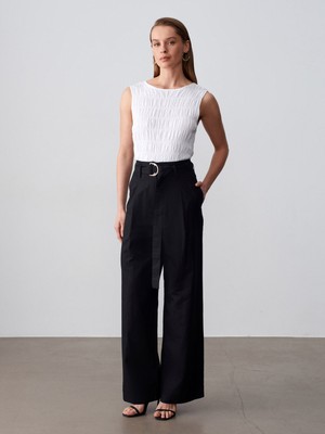 Dilvin 72673 Kemerli Pantolon-Siyah