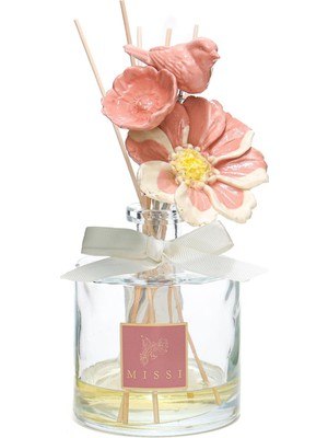 Missi Crystal Bloom Collection Rose-Parlak Sırlı Seramik Çiçekli Oda Kokusu-Garden Rose Pudra