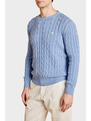 Brooks Brothers %100 Pamuk Saç Örgü Desenli Bisiklet Yaka Kazak Erkek Kazak BBSS26MKL030116