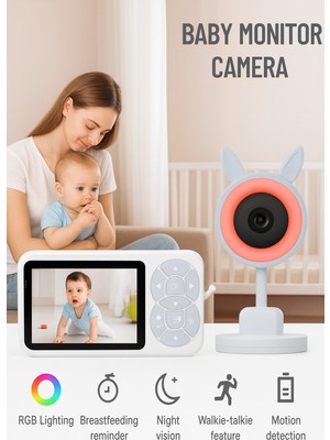 Özgürce Kumandalı Bebek Kamerası, Monitörlü, Rgb Işıklı, Hd Gece Görüşlü, Iki Yönlü Görüntü