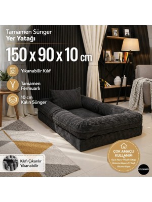 Colormix Çocuk Yer Yatağı 150X90 cm Yıkanabilir Kılıf Fermuarlı Minder Yatak