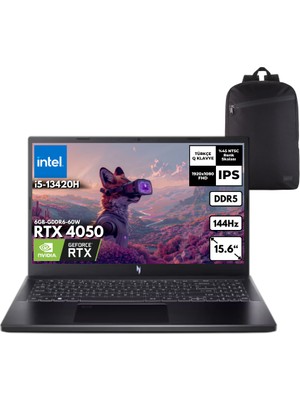 Acer Nitro V 15 ANV15-51-54UY I5-13420H 8-Gbddr5 1 Tbssd RTX4050 (6GB-GDDR6-60W) 15.6" Fhd Windows 11 Pro + Hmf Sırt Çantası NH.QNBEY.001HMF25