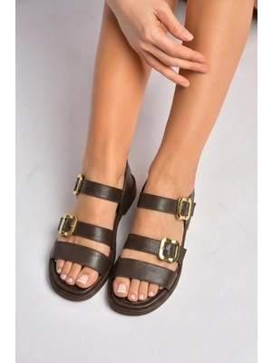 Fox Shoes Y291594203 Kahverengi Hakiki Deri Sandalet