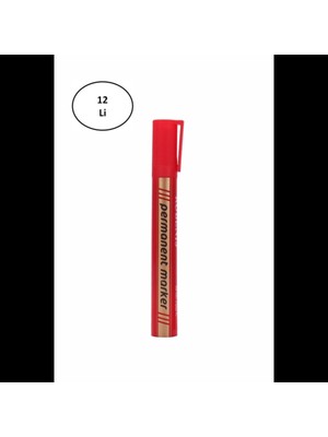 Özbience Kırmızı Renkli Yuvarlak Uç Permanent Kalem 12'li Set