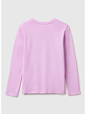 United Colors Of Benetton Pembe Kız Çocuk Simli T-Shirt 3I9WC10S7