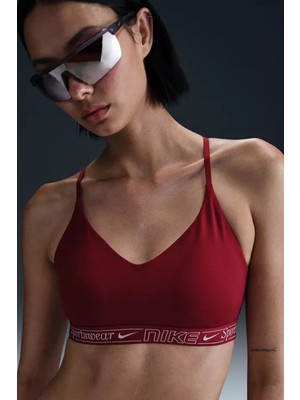 Nike Indy Light Support Padded Adjustable Training Bra Burgundy Kadın Spor Bra Bordo