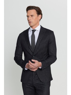 Altınyıldız Classics Slim Fit Dar Kesim Kırlangıç Yaka Desenli Kapak Cepli Takım Elbise