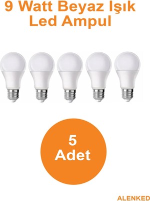 Mikasso Lightech LED 5'li 9W Ampul Beyaz Işık LED Ampul Enerjı Tasarruflu Ampül