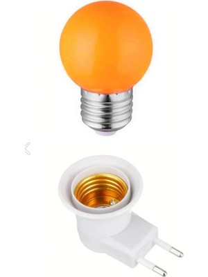 Mikasso Anahtarlı Duy Fişli + 1W Tasarruflu E27 LED Gece Lambası Turuncu