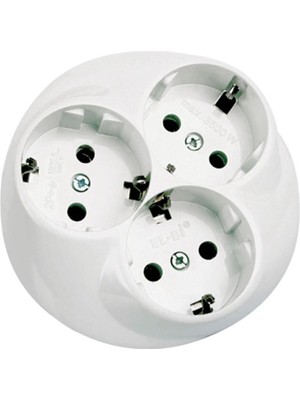 Mikasso El-Bi Sıva Altı 3lü Topraklı Priz- Topraklı Priz Beyaz- Korumalı Ürün- Ev Priz- Topraklı Priz Beyaz