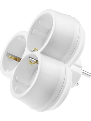 Mikasso 3'lü Topraklı Papatya Golyat Fiş Priz Beyaz