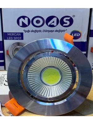 Mikasso Noas Mercan 5 Watt 5W Cob LED Spot Lamba Krom Kasa + Beyaz Işık Garantili ( Delik Çapı 6-7 cm )