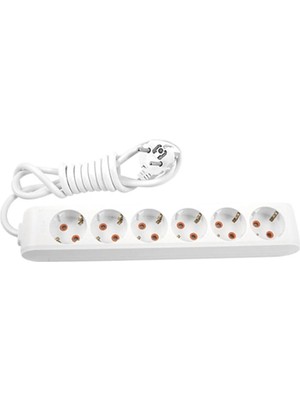 Mikasso Altılı Grup Priz Top. 2 mt Beyaz