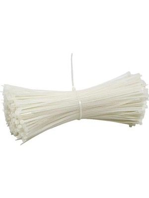 Mikasso 200 Adet - 20CM Cırt Kelepçesi 4*200MM Kablo Bağı - (Beyaz 200 Adet)