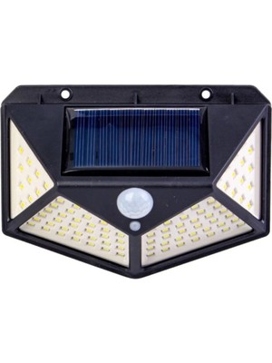 Mikasso Duvar Tipi Solar LED Aplik Sensörlü 100 LED 4 Yönlü Aydınlatma SM8026 Beyaz