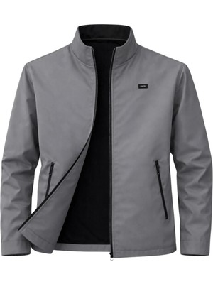 Sivaist Gri Erkek Polyester Karışımlı Süper Ince Rüzgarlık Su ve Rüzgar Geçirmez Mevsimlik&yazlık Mont