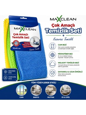 Mikrofiber Çok Amaçlı Temizlik Bezi 30X40 3 Lü
