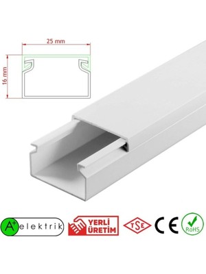 Mikasso 25X16 mm Beyaz 2X1M=2M Bantsız Kablo Kanalı