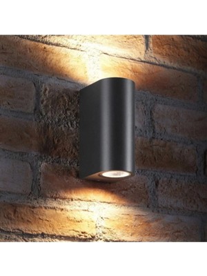 Mikasso Iki Yönlü Dekoratif Oval Duvar Aplik - Antrasit - Pc Gövde - IP65 - GU10 - Z13647
