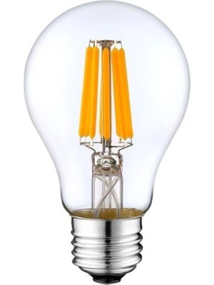 Mikasso Rustik 4W A60 LED Filament Ampul Şeffaf Cam E27 Sarı Işık Dekoratif Vintage Aydınlatma