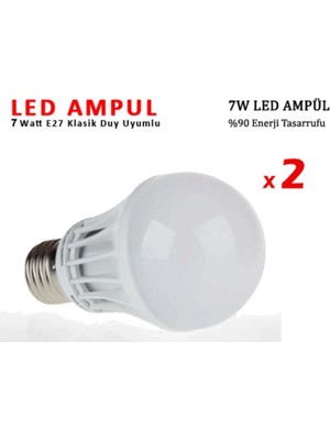 Mikasso Özel 7W Enerji Tasarruflu LED Ampul ( 2 Adet ) Beyaz