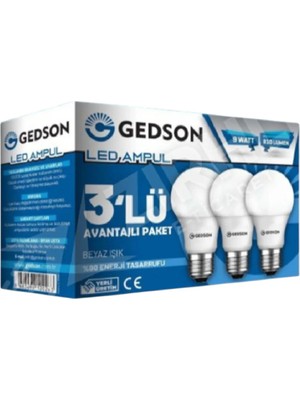 Mikasso LED Ampul 9 Wat Beyaz Işık Eko Avantaj Paket 3'lü