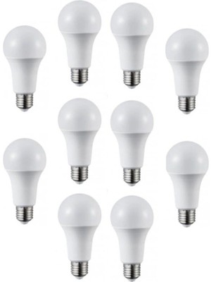 Mikasso 9W LED Ampul Beyaz Işık E-27 Duylu 10 Adet Beyaz