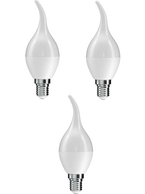 Mikasso 5W Kuğu LED Mum Ampul 6500K Beyaz 3 Adet E14 Kıvrımlı Ampul