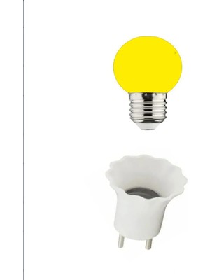 Mikasso Gece Lambası Ampulü 1 W LED Sarı + Fişli Duy