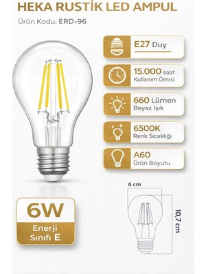 Mikasso LED Ampul E27 6W 6500K Beyaz Işık Erd-96