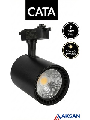 Mikasso CT-5334 Babil Cob LED Ray Spot Lamba 30W Günışığı Siyah (Monofaze Uyumlu) (Raysız)
