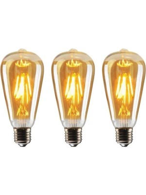 Mikasso Flamanlı Rustik ST64 4 Watt LED Ampul 3 Lü Paket Beyaz