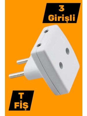 Mikasso 3'lü T Fiş Priz Golyat Çoklu Grup Priz Çoğaltıcı Üçlü Golyat Elektrik Prizi Beyaz