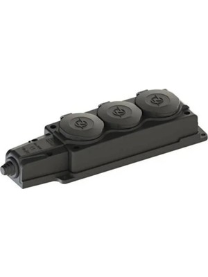 Mikasso 1X16A Kauçuk Monofaze 3'lü Grup Priz Siyah