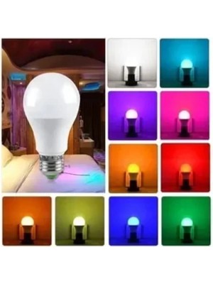 Mikasso 800 Lümen Uzaktan Kumandalı Renk Değiştiren Ampul Rgb 9W Beyaz Dahil 15 Renkli