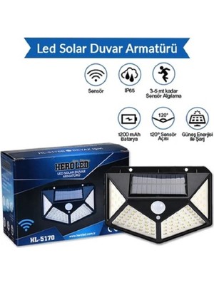 Mikasso Güneş Enerjili Dış Mekan Solar Duvar Armatürü Beyaz Işık
