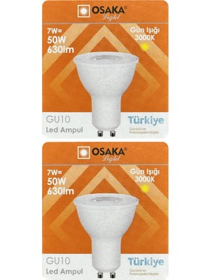 Mikasso (2 Adet) Osaka 7W (50W) Sarı Işık (3000K) GU10 Duylu LED Spot Ampul