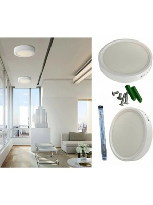 Mikasso 18 Watt Panel LED Armatür Sıva Üstü Yuvarlak Ct 5233 Beyaz Işık 6400K Plastik Kasa