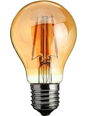 Mikasso Rustik 4W A60 LED Filament Ampul Bal Cam E27 Sarı Işık Dekoratif Vintage Aydınlatma