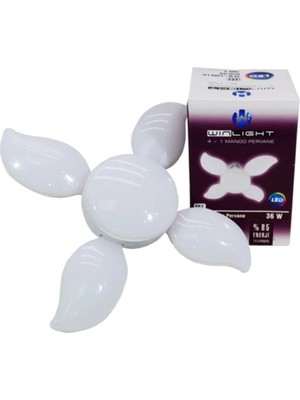 Mikasso E-27 Duylu 36 Watt Beyaz Işık Katlanabilir Mini 4+1 Mango Pervane LED Ampul